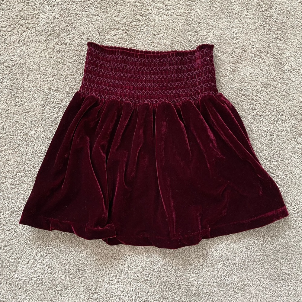 Peek Kids Burgundy Velvet Pixie Skirt